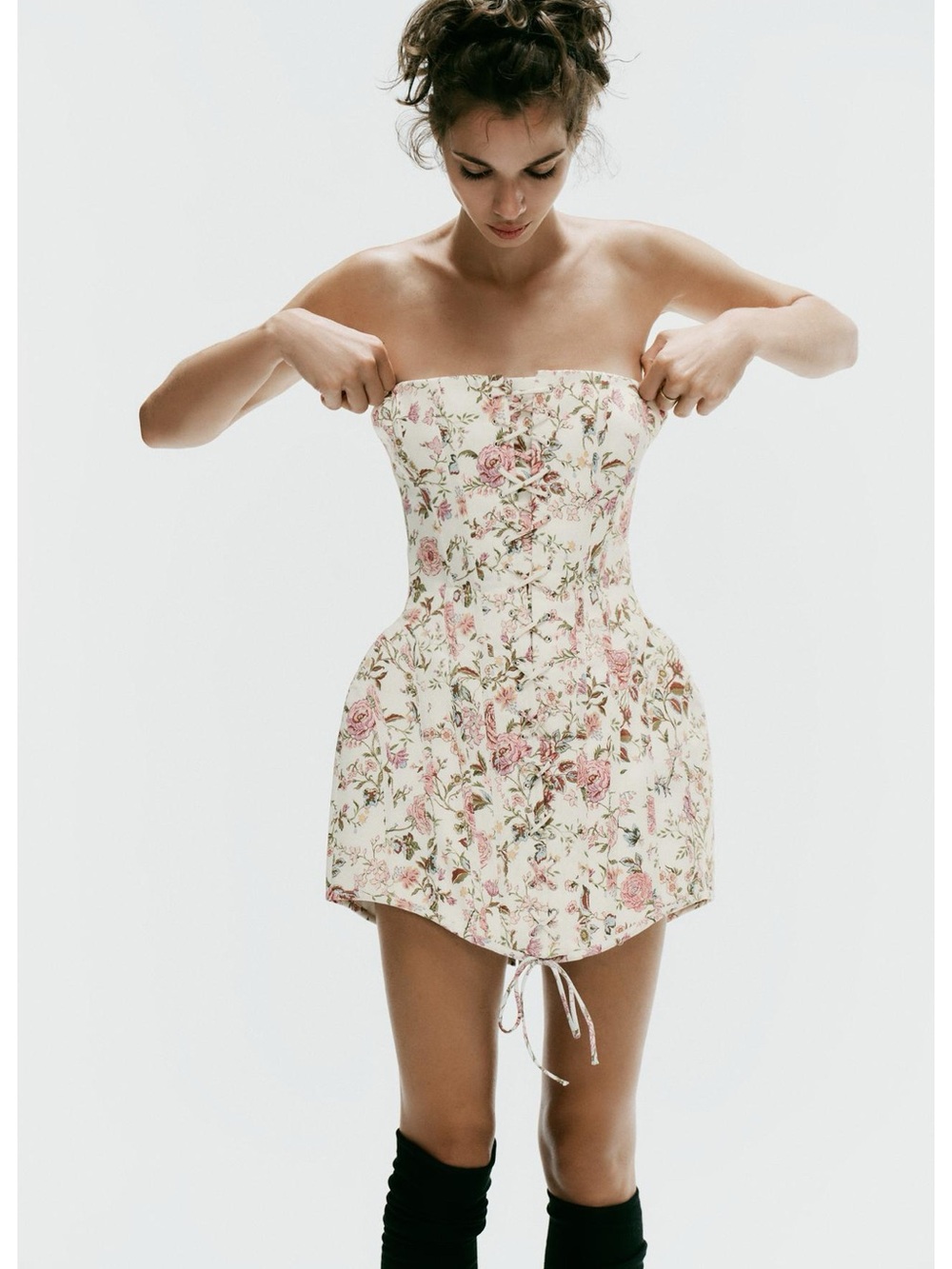 Zara FLORAL PRINT OFF-THE-SHOULDER DRESS